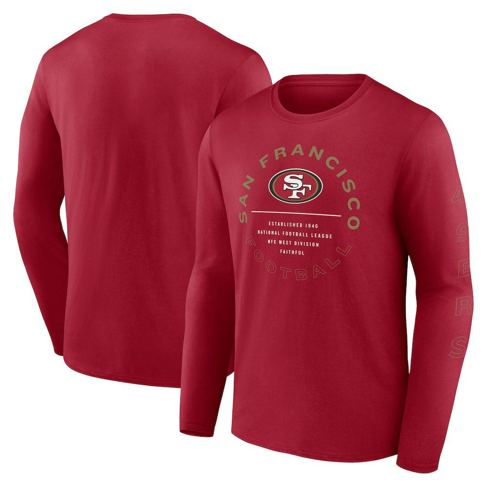 San Francisco 49ers Stat Sheet Long Sleeve T-Shirt - Scarlet sale