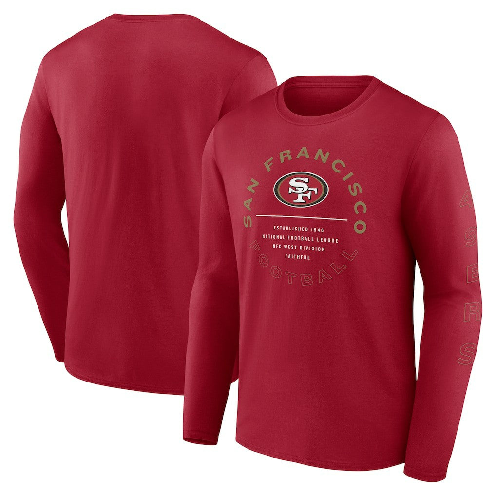 San Francisco 49ers Stat Sheet Long Sleeve T-Shirt - Scarlet sale