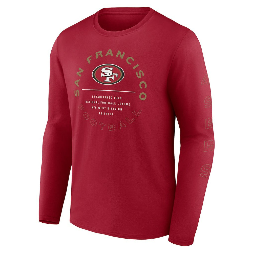 San Francisco 49ers Stat Sheet Long Sleeve T-Shirt - Scarlet sale