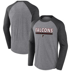Atlanta Falcons Tri-Blend Raglan Long Sleeve T-Shirt - Heather Gray/Charcoal for sale