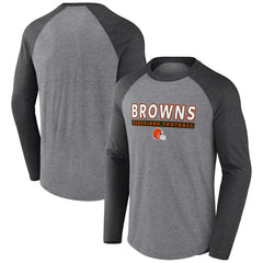 Cleveland Browns Tri-Blend Raglan Long Sleeve T-Shirt - Heather Gray/Charcoal on sale