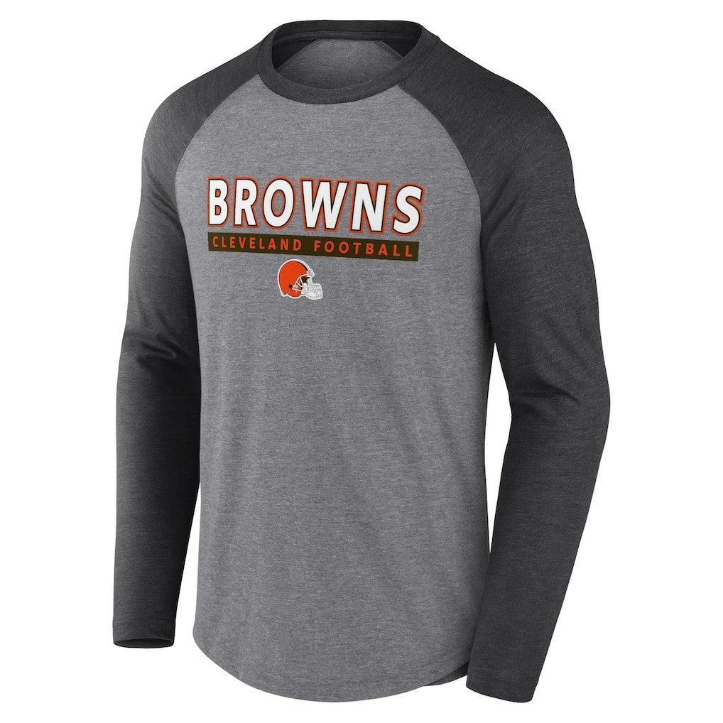 Cleveland Browns Tri-Blend Raglan Long Sleeve T-Shirt - Heather Gray/Charcoal on sale
