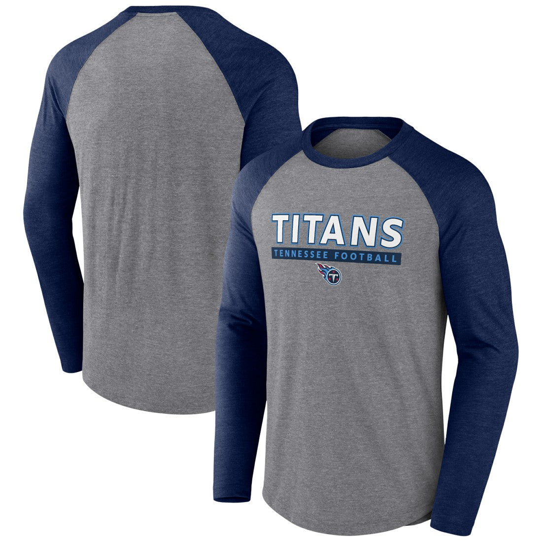 Tennessee Titans Tri-Blend Raglan Long Sleeve T-Shirt - Heather Gray/Navy outlet
