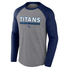 Tennessee Titans Tri-Blend Raglan Long Sleeve T-Shirt - Heather Gray/Navy outlet