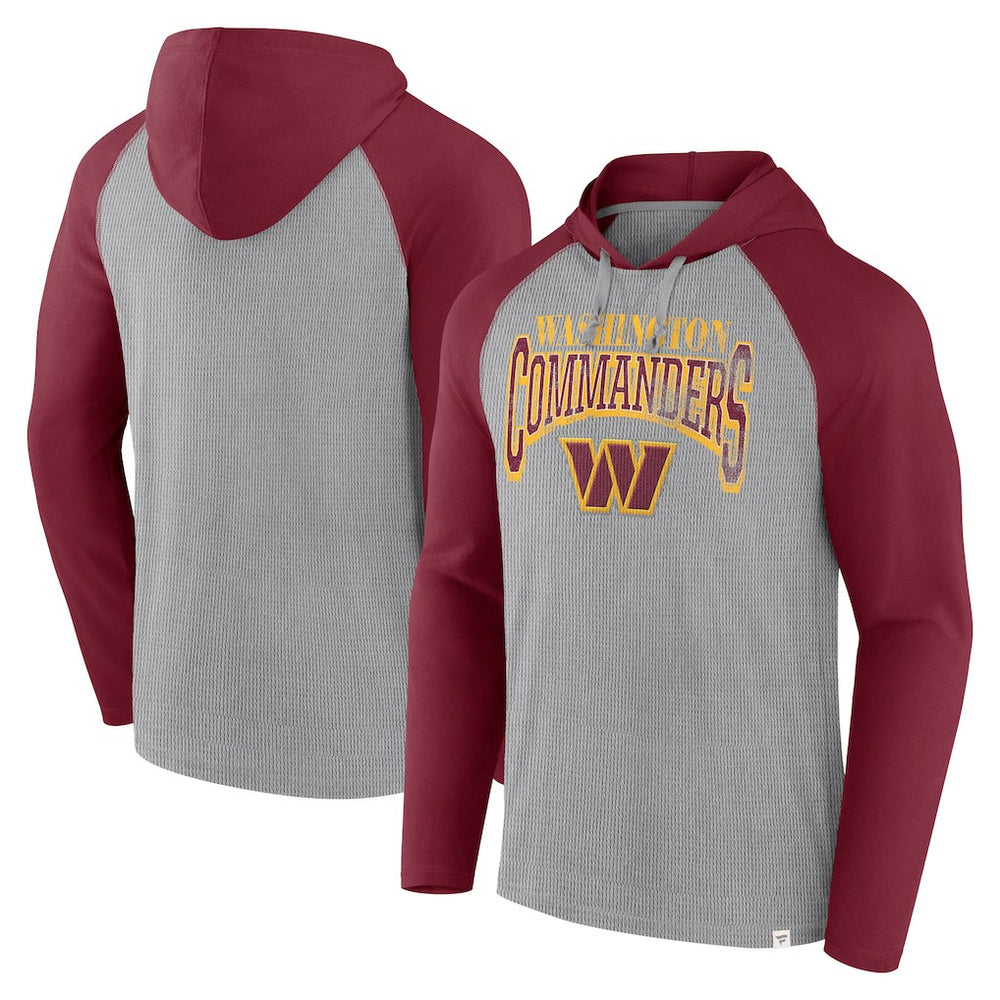 Washington Commanders Under Center Long Sleeve Hoodie T-Shirt - Gray/Burgundy discount