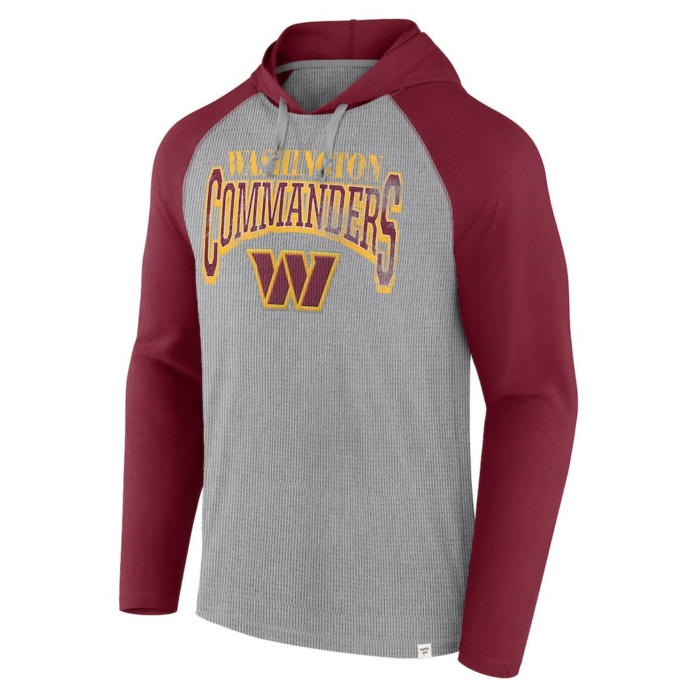 Washington Commanders Under Center Long Sleeve Hoodie T-Shirt - Gray/Burgundy discount