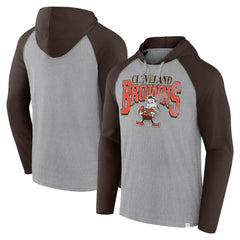 Cleveland Browns Under Center Long Sleeve Hoodie T-Shirt - Gray/Brown on sale