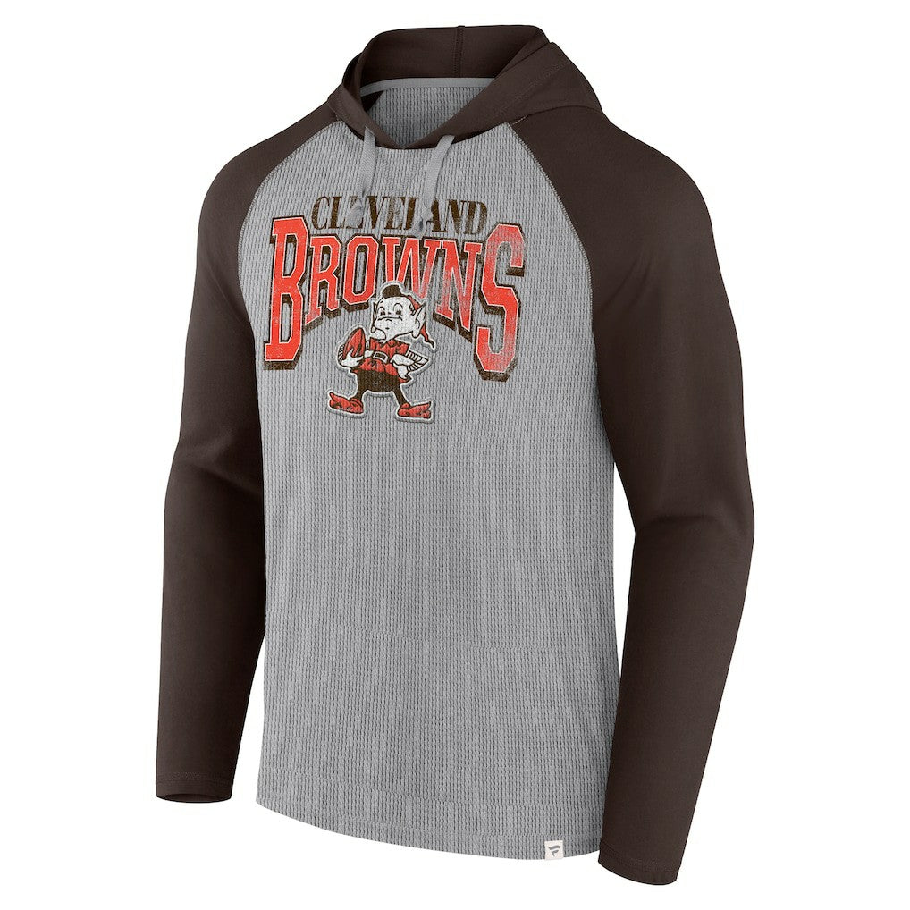 Cleveland Browns Under Center Long Sleeve Hoodie T-Shirt - Gray/Brown on sale