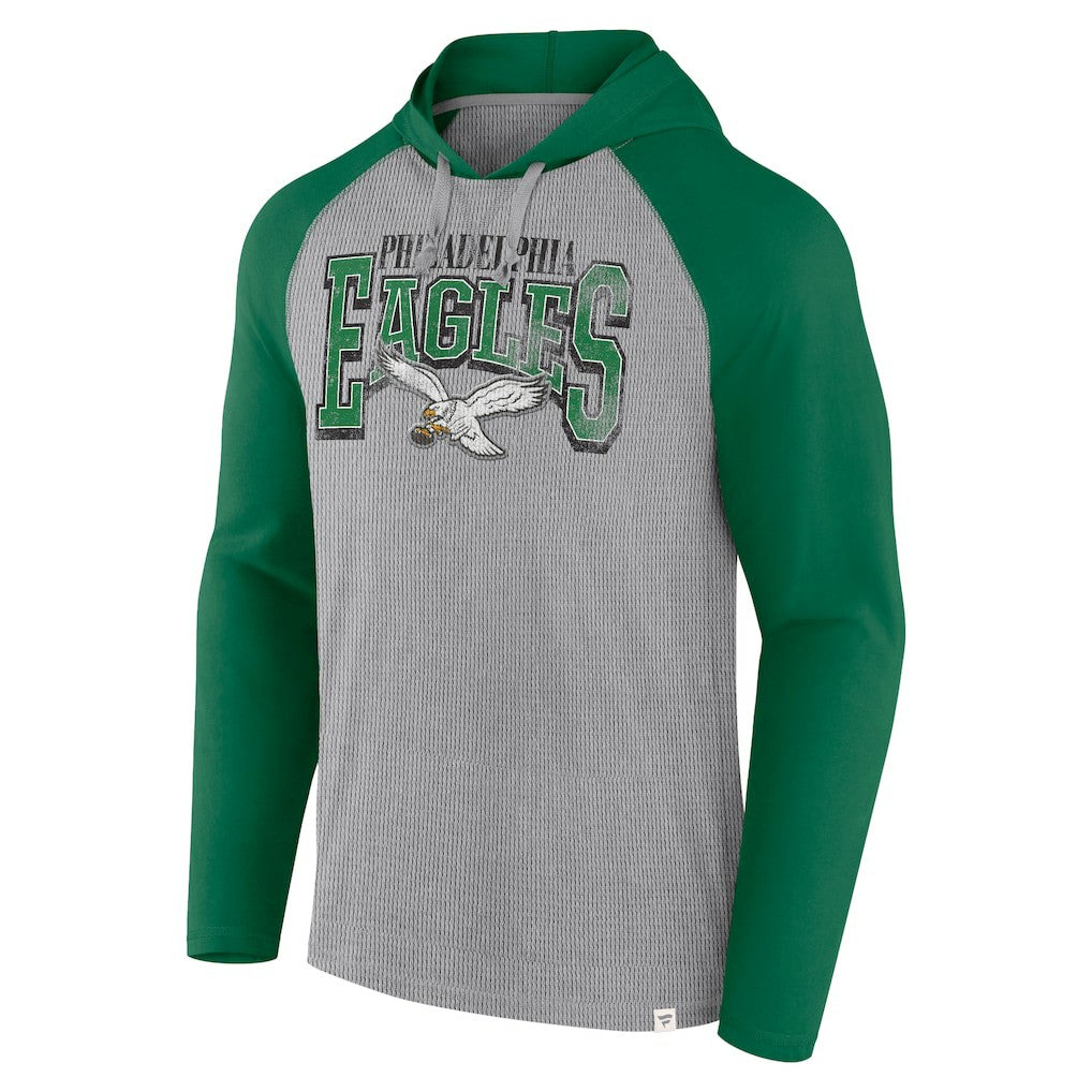 Philadelphia Eagles Under Center Long Sleeve Hoodie T-Shirt - Gray/Kelly Green on sale