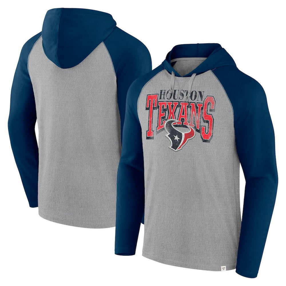 Houston Texans Under Center Long Sleeve Hoodie T-Shirt - Gray/Navy for sale