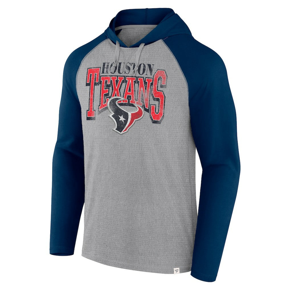 Houston Texans Under Center Long Sleeve Hoodie T-Shirt - Gray/Navy for sale