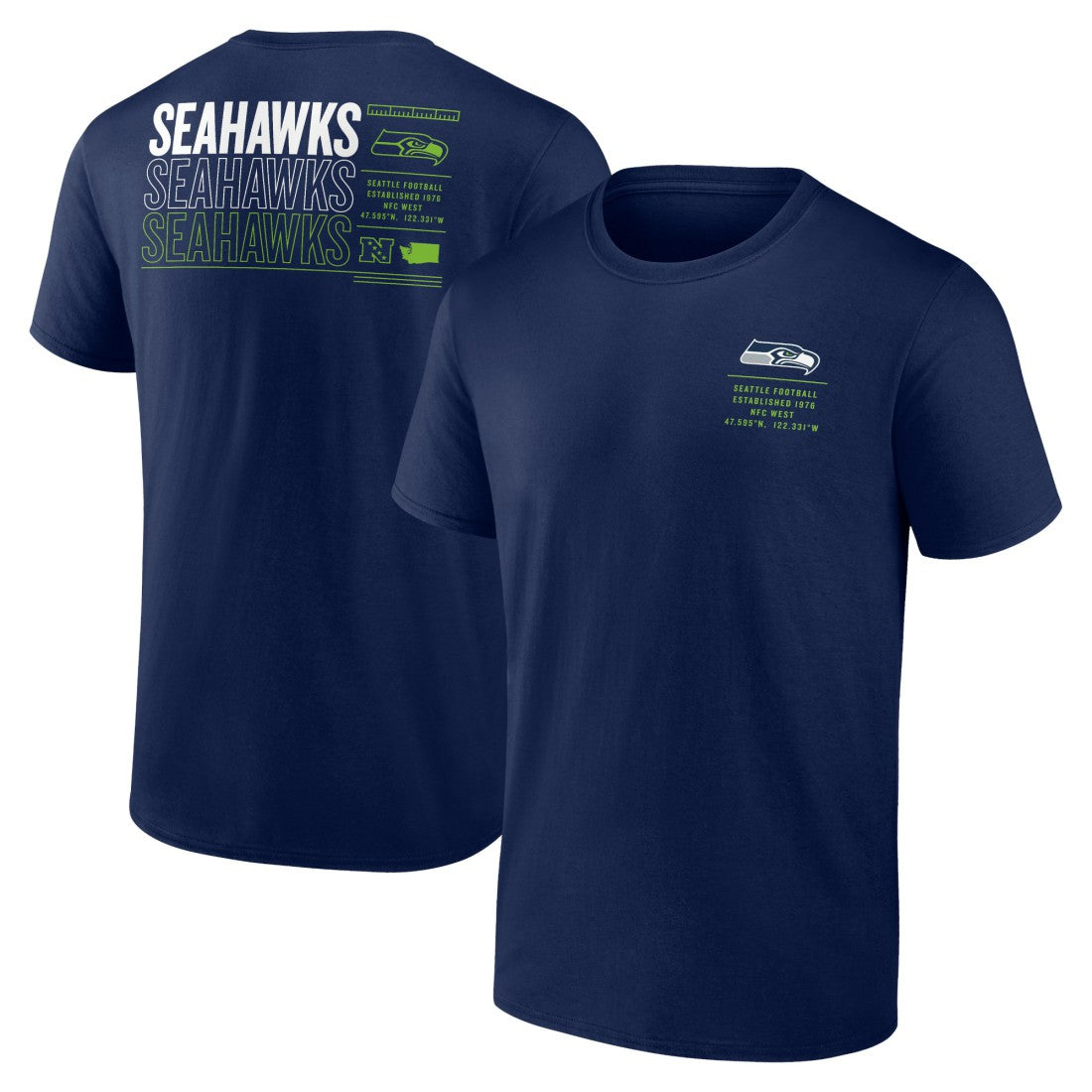 Seattle Seahawks Repeat Stats T-Shirt - College Navy for sale