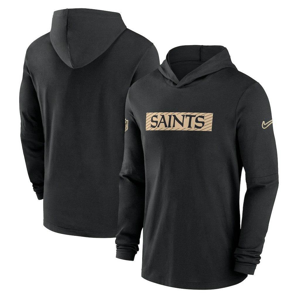 New Orleans Saints 2024/25 Sideline Performance Long Sleeve Hoodie T-Shirt - Black sale