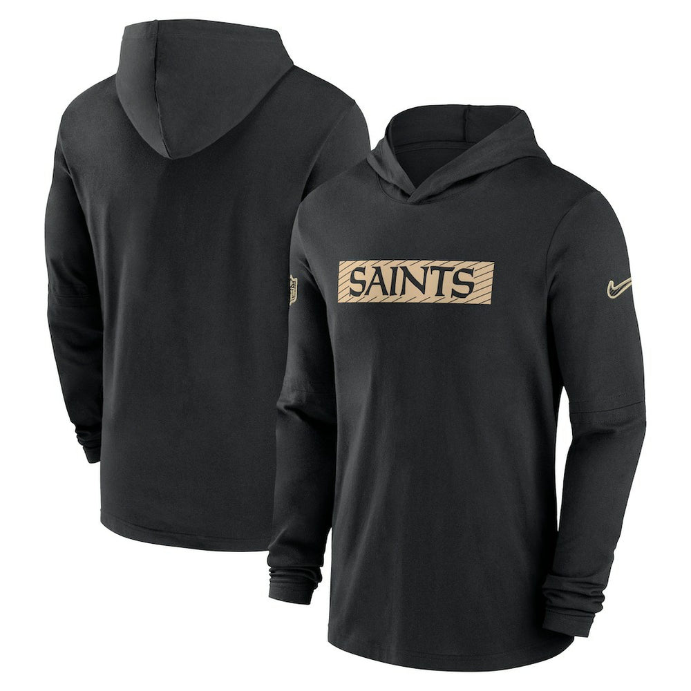 New Orleans Saints 2024/25 Sideline Performance Long Sleeve Hoodie T-Shirt - Black sale