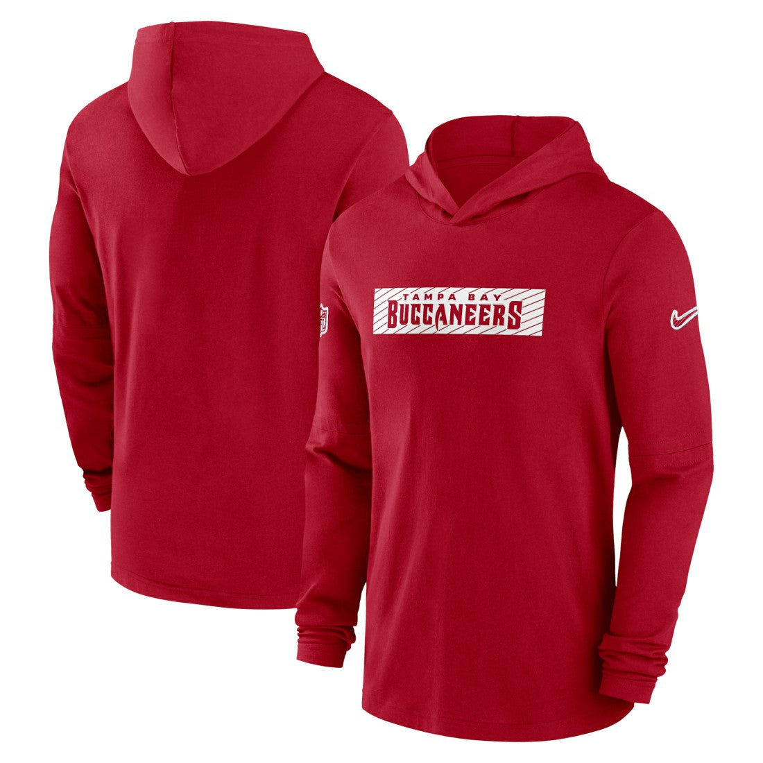 Tampa Bay Buccaneers 2024/25 Sideline Performance Long Sleeve Hoodie T-Shirt - Red on sale