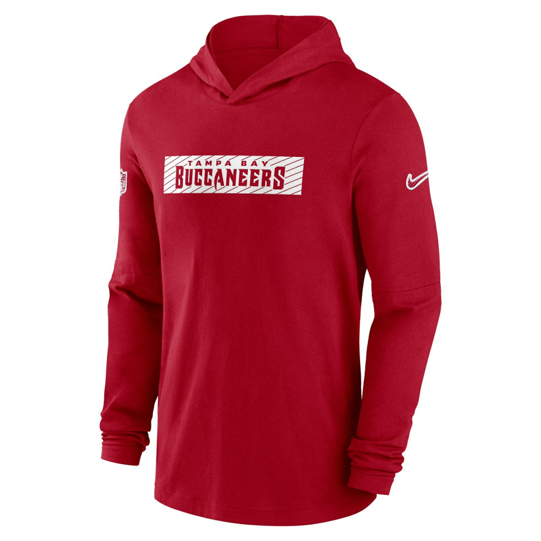 Tampa Bay Buccaneers 2024/25 Sideline Performance Long Sleeve Hoodie T-Shirt - Red on sale