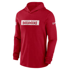 Tampa Bay Buccaneers 2024/25 Sideline Performance Long Sleeve Hoodie T-Shirt - Red on sale