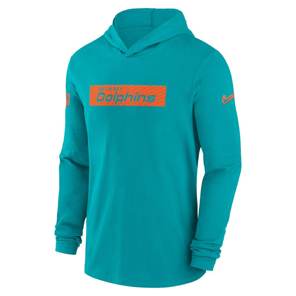 Miami Dolphins 2024/25 Sideline Performance Long Sleeve Hoodie T-Shirt - Aqua outlet
