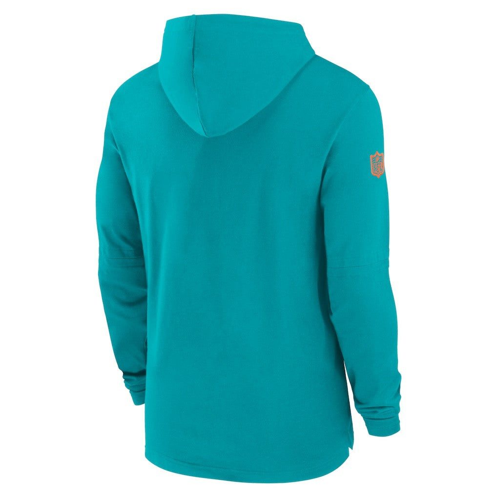 Miami Dolphins 2024/25 Sideline Performance Long Sleeve Hoodie T-Shirt - Aqua outlet