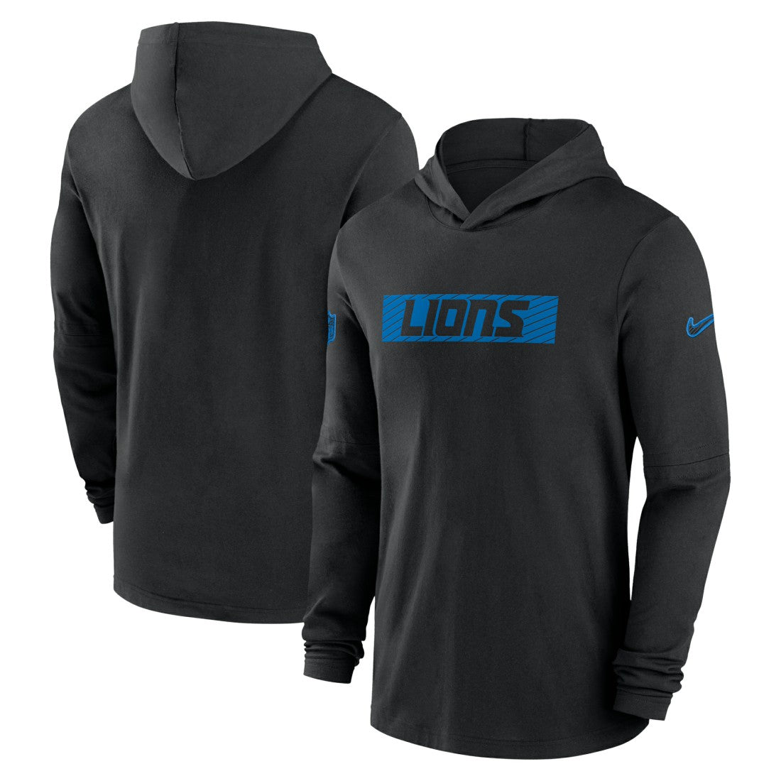 Detroit Lions 2024/25 Sideline Performance Long Sleeve Hoodie T-Shirt - Black for sale