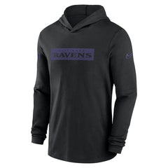 Baltimore Ravens 2024/25 Sideline Performance Long Sleeve Hoodie T-Shirt - Black on sale