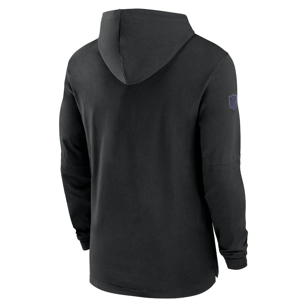 Baltimore Ravens 2024/25 Sideline Performance Long Sleeve Hoodie T-Shirt - Black on sale