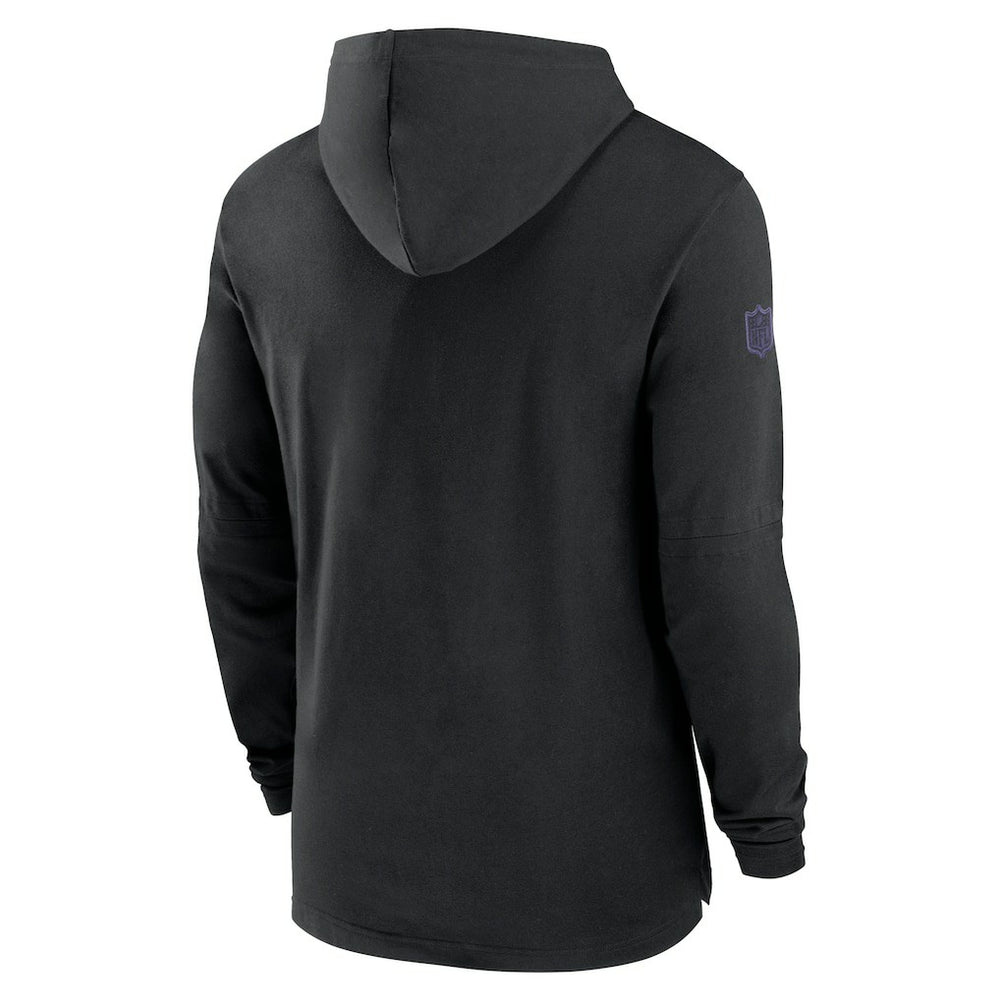 Baltimore Ravens 2024/25 Sideline Performance Long Sleeve Hoodie T-Shirt - Black on sale