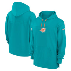Miami Dolphins Sideline Jersey Performance Pullover Hoodie - Aqua on sale