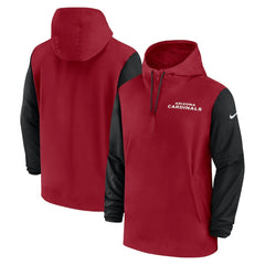 Arizona Cardinals 2024/25 Sideline Pre-Game Player 1/2-Zip Hoodie Jacket - Cardinal/Black online