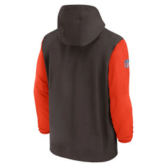 Cleveland Browns 2024/25 Sideline Pre-Game Player 1/2-Zip Hoodie Jacket - Brown/Orange for sale