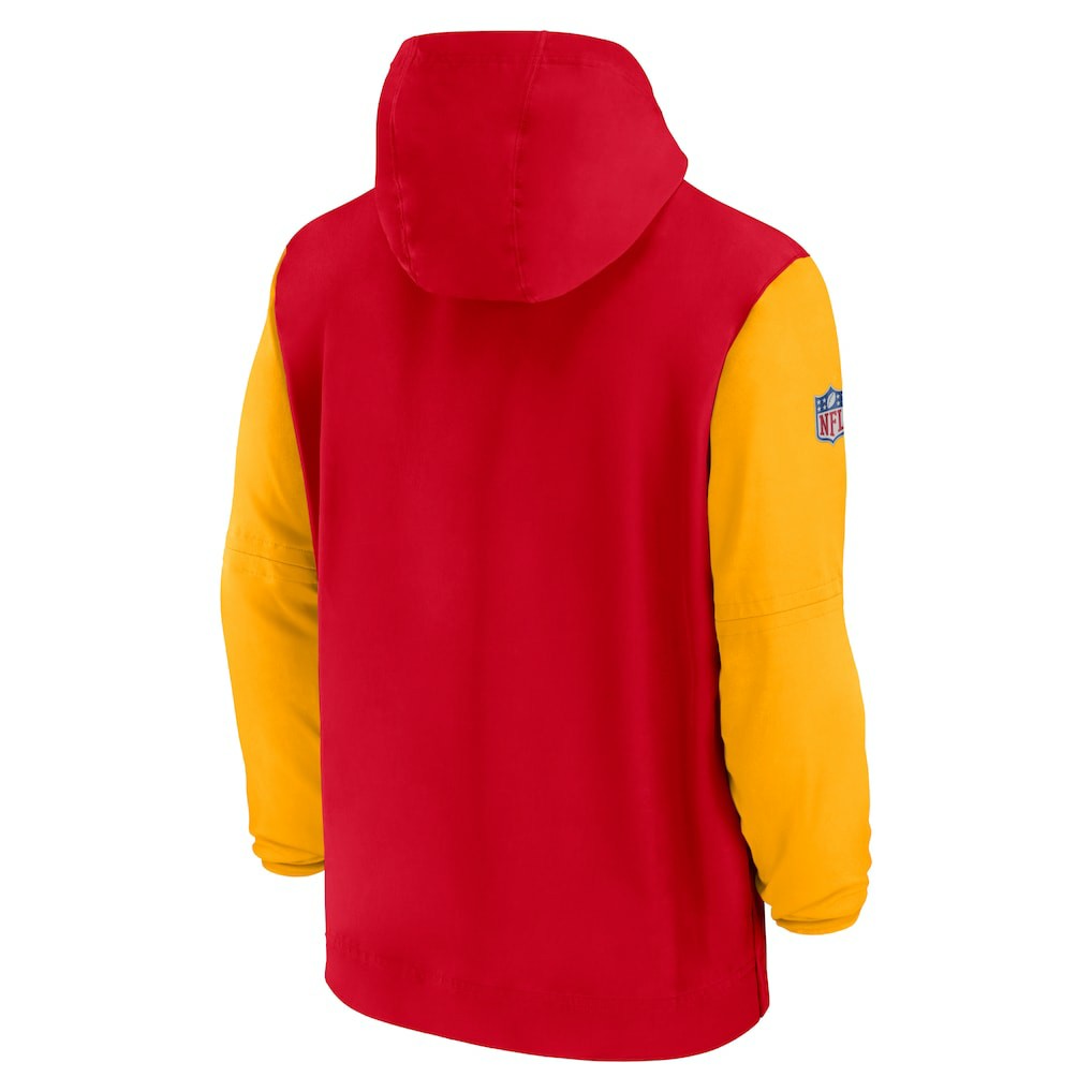 Kansas City Chiefs 2024/25 Sideline Pre-Game Player 1/2-Zip Hoodie Jacket - Red/Gold sale