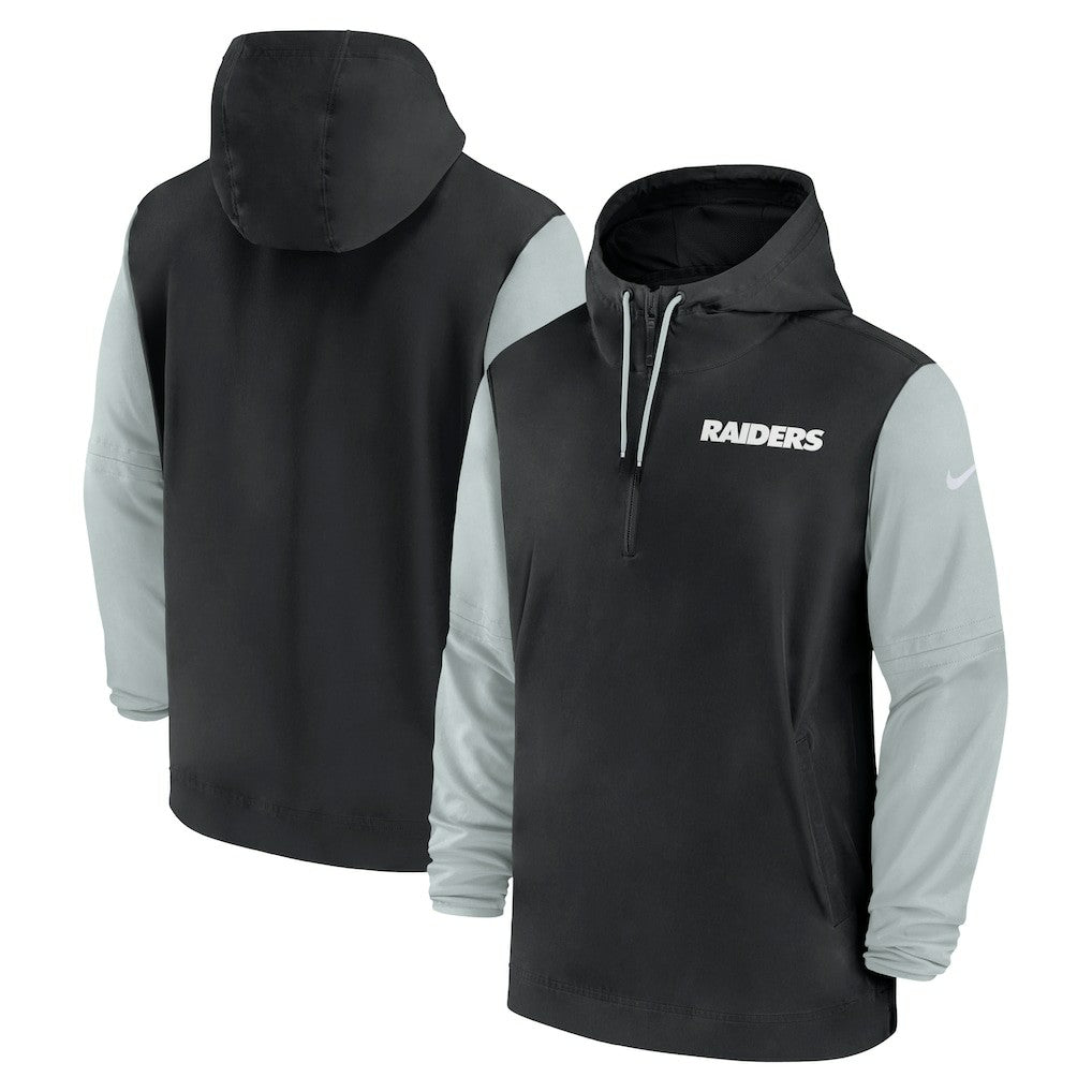 Las Vegas Raiders 2024/25 Sideline Pre-Game Player 1/2-Zip Hoodie Jacket - Black/Silver outlet
