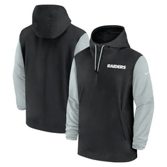 Las Vegas Raiders 2024/25 Sideline Pre-Game Player 1/2-Zip Hoodie Jacket - Black/Silver outlet
