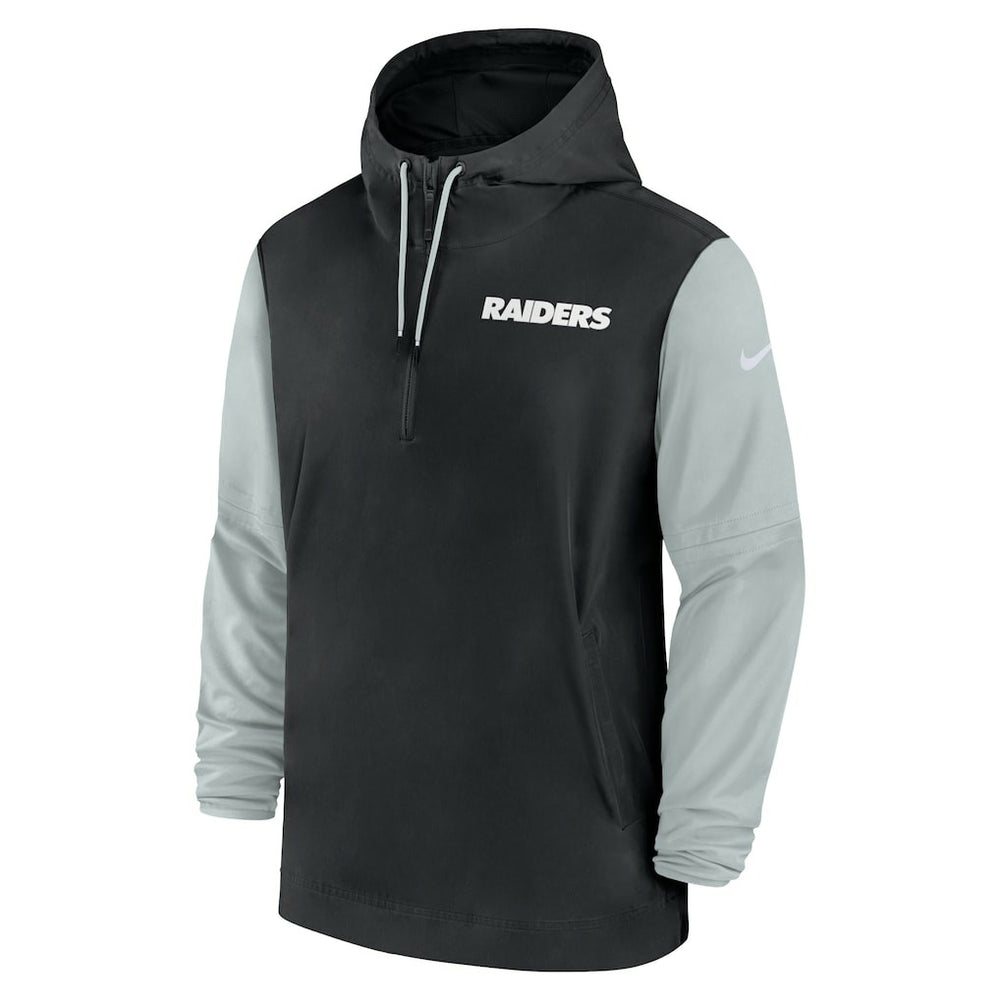 Las Vegas Raiders 2024/25 Sideline Pre-Game Player 1/2-Zip Hoodie Jacket - Black/Silver outlet