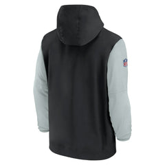 Las Vegas Raiders 2024/25 Sideline Pre-Game Player 1/2-Zip Hoodie Jacket - Black/Silver outlet