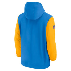 Los Angeles Chargers 2024/25 Sideline Pre-Game Player 1/2-Zip Hoodie Jacket - Powder Blue/Gold sale