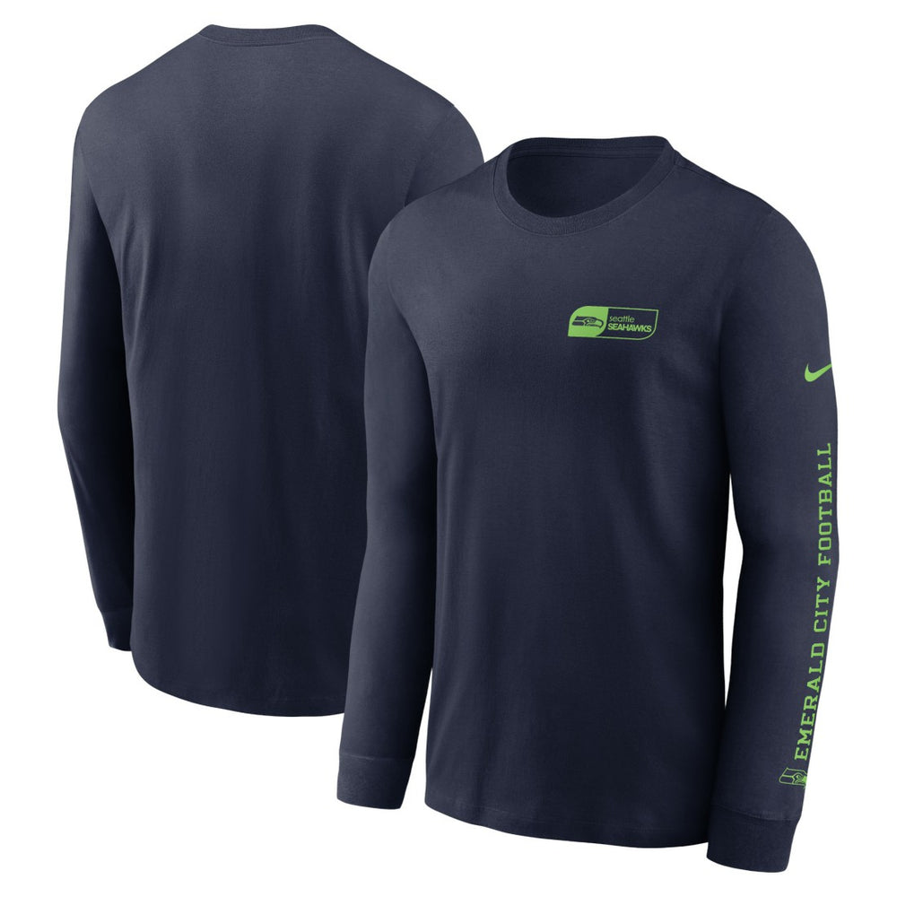 Seattle Seahawks All Out Long Sleeve T-Shirt - College Navy on sale
