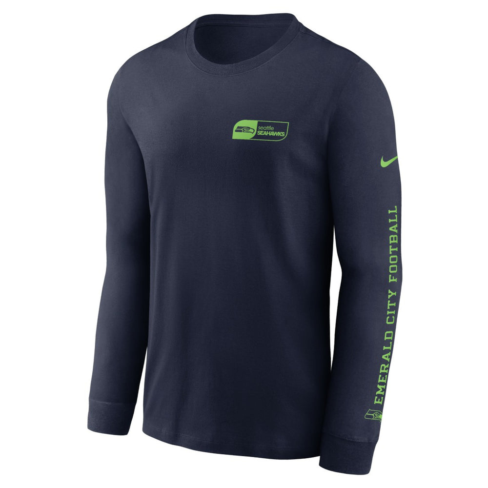 Seattle Seahawks All Out Long Sleeve T-Shirt - College Navy on sale