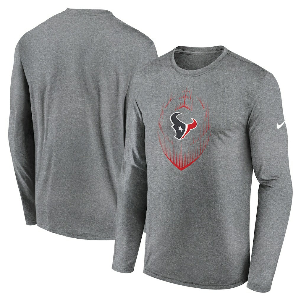 Houston Texans Icon Legend Performance Long Sleeve T-Shirt - Heather Gray cheap