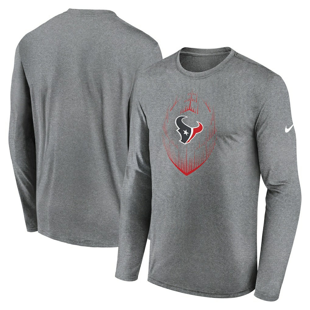 Houston Texans Icon Legend Performance Long Sleeve T-Shirt - Heather Gray cheap