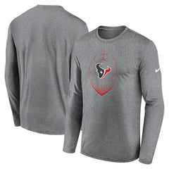 Houston Texans Icon Legend Performance Long Sleeve T-Shirt - Heather Gray cheap