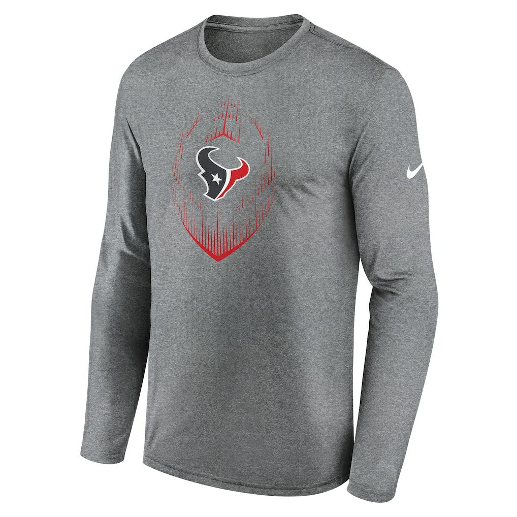 Houston Texans Icon Legend Performance Long Sleeve T-Shirt - Heather Gray cheap