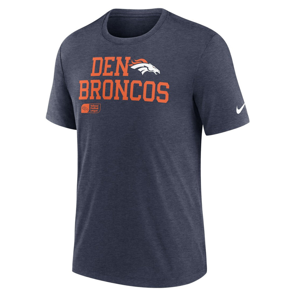 Denver Broncos Overlap Lockup Tri-Blend T-Shirt - Navy discount