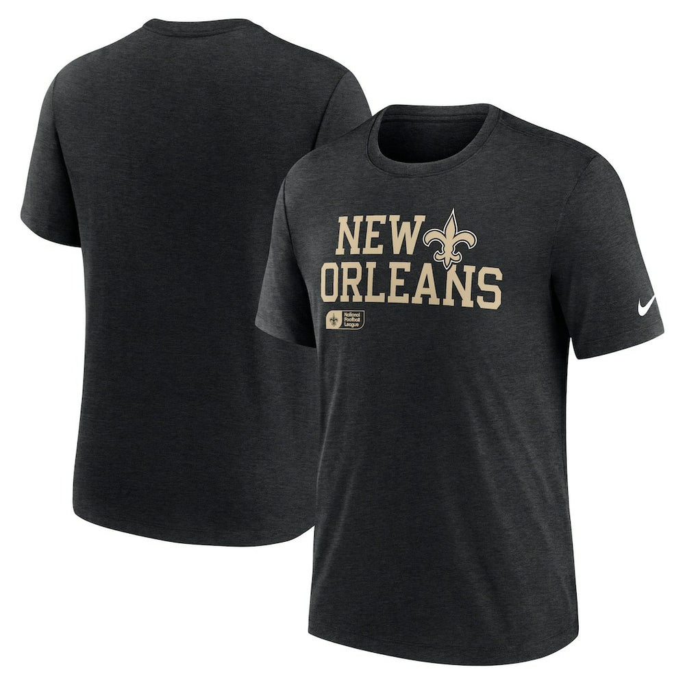New Orleans Saints Overlap Lockup Tri-Blend T-Shirt - Black cheap