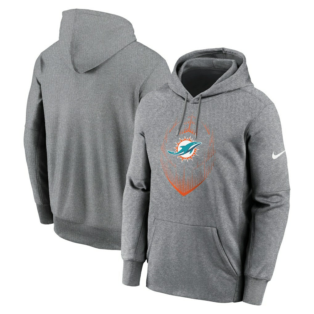 Miami Dolphins Icon Performance Pullover Hoodie - Heather Gray cheap