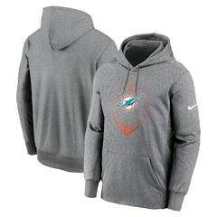 Miami Dolphins Icon Performance Pullover Hoodie - Heather Gray cheap