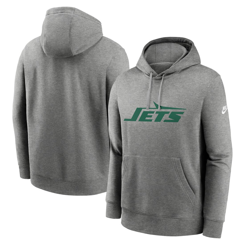 New York Jets Rewind Club Logo Pullover Hoodie - Heather Gray discount