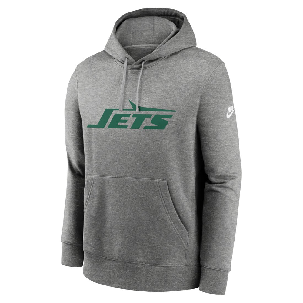 New York Jets Rewind Club Logo Pullover Hoodie - Heather Gray discount