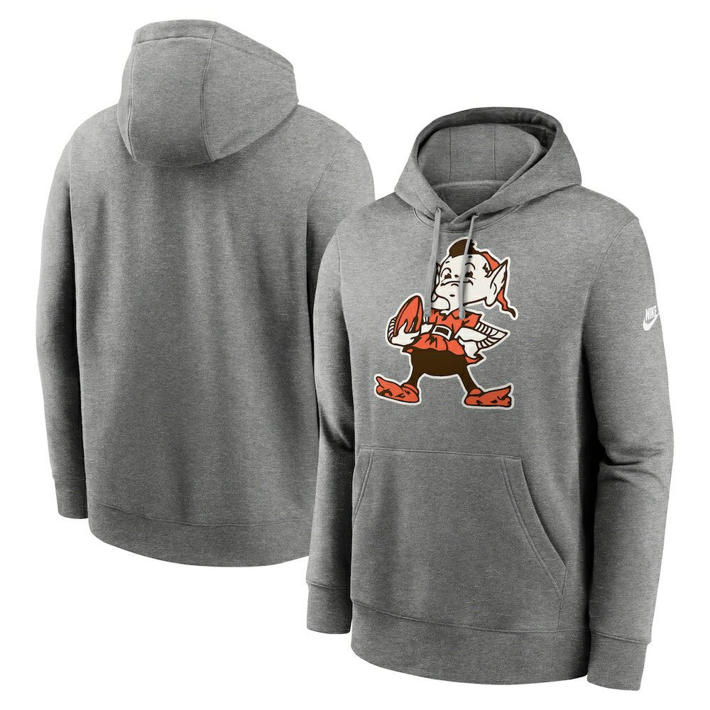 Cleveland Browns Rewind Club Logo Pullover Hoodie - Heather Gray sale