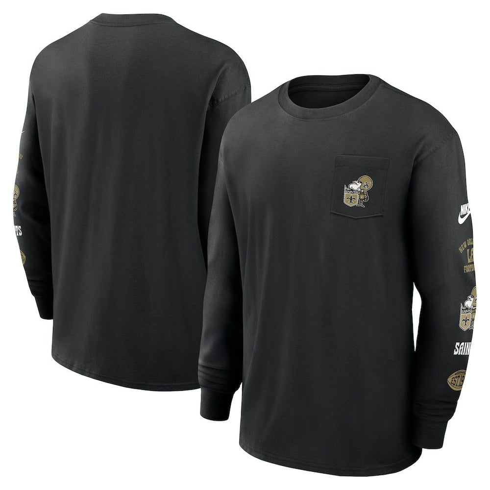 New Orleans Saints Rewind Heavy Max90 Pocket Long Sleeve T-Shirt - Black outlet